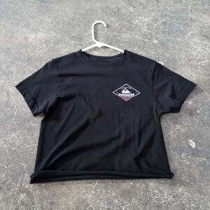 Quiksilver Crop Top Shirt Womens S Black Cropped Retro Y2K Skater Surf